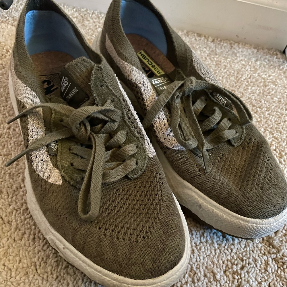 Vans Olive Green Knit Low-Top Sneakers